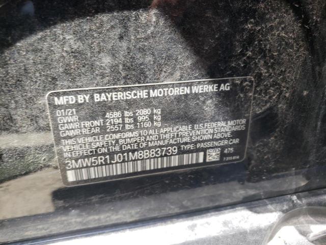 Photo 10 from auction – 2021 BMW 330I with VIN 3MW5R1J01M8B83739