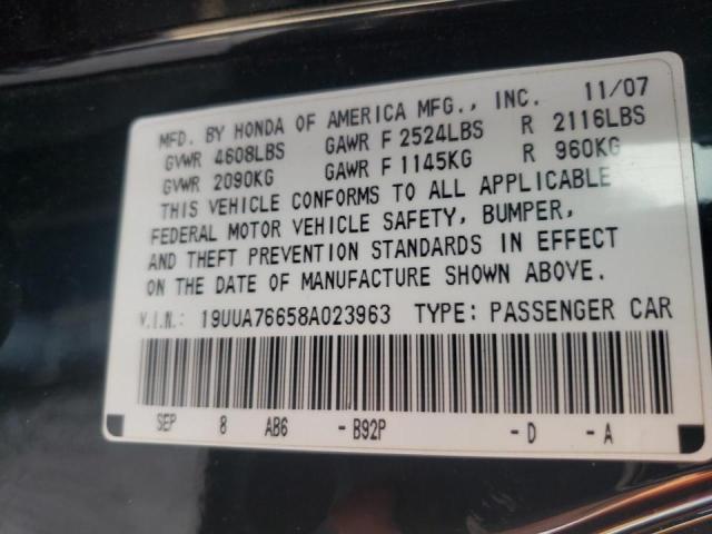 Photo 10 from auction – 2008 ACURA TL TYPE S with VIN 19UUA76658A023963