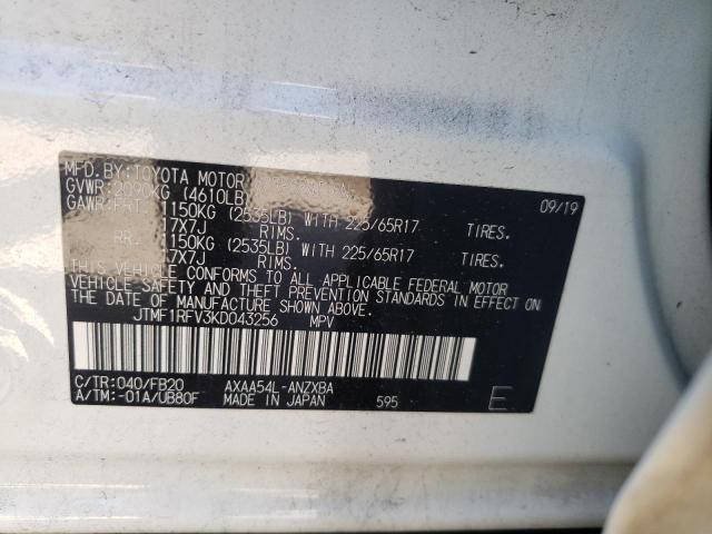 Photo 10 from auction – 2019 TOYOTA RAV4 LE with VIN JTMF1RFV3KD043256