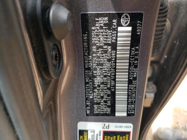 Photo 10 from auction – 2015 TOYOTA CAMRY LE with VIN 4T1BF1FK0FU014080