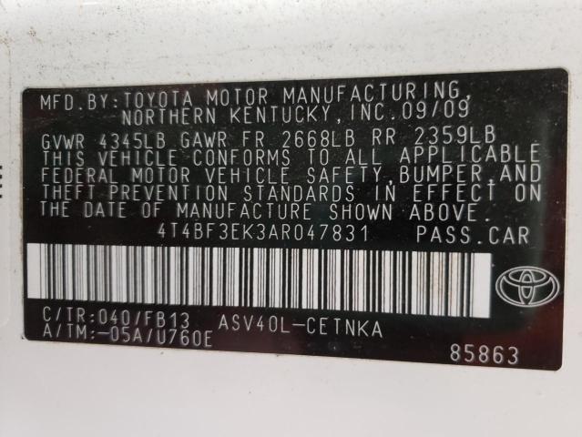 Photo 10 from auction – 2010 TOYOTA CAMRY BASE with VIN 4T4BF3EK3AR047831
