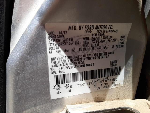 Photo 10 from auction – 2012 FORD F250 SUPER with VIN 1FT7W2BT4CEB96838