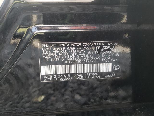 Photo 10 from auction – 2007 LEXUS ES 350 with VIN JTHBJ46G872055262