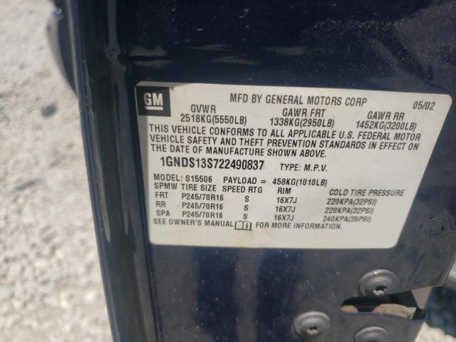 Photo 10 from auction – 2002 CHEVROLET TRAILBLAZE with VIN 1GNDS13S722490837