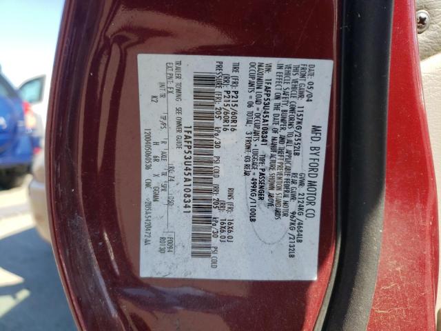 Photo 10 from auction – 2005 FORD TAURUS SE with VIN 1FAFP53U45A108341