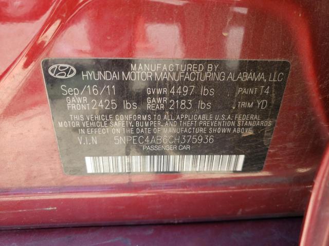 Photo 10 from auction – 2012 HYUNDAI SONATA SE with VIN 5NPEC4AB6CH375936
