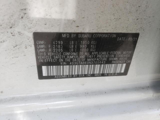 Photo 10 from auction – 2022 SUBARU IMPREZA with VIN 4S3GTAB60N3705643