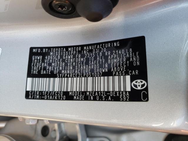 Photo 10 from auction – 2020 TOYOTA COROLLA SE with VIN 5YFP4RCE2LP051007