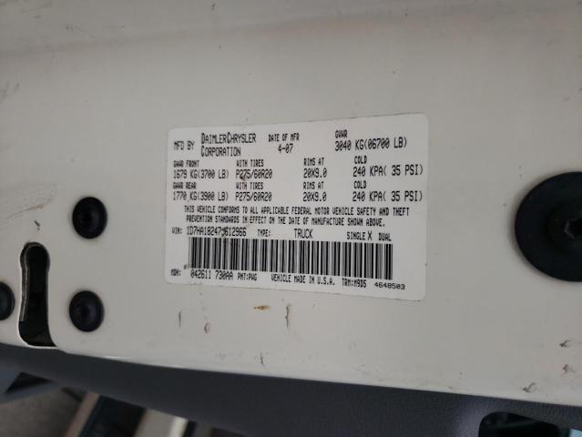 Photo 10 from auction – 2007 DODGE RAM 1500 S with VIN 1D7HA18247J612966