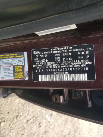 Photo 10 from auction – 2015 KIA OPTIMA EX with VIN 5XXGN4A73FG422919