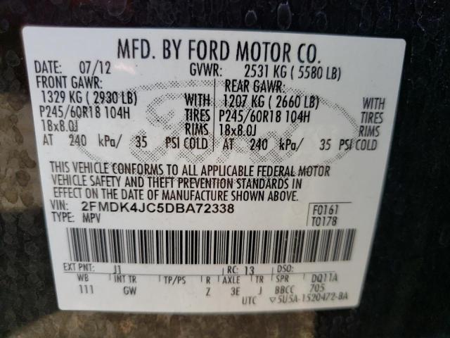 Photo 10 from auction – 2013 FORD ESCAPE XLT with VIN 2FMDK4JC5DBA72338