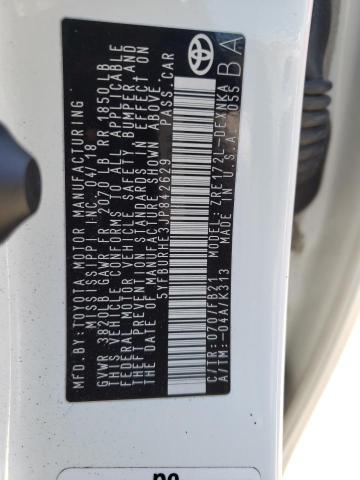 Foto 10 de la subasta – 2018 TOYOTA COROLLA con VIN 5YFBURHE3JP842629