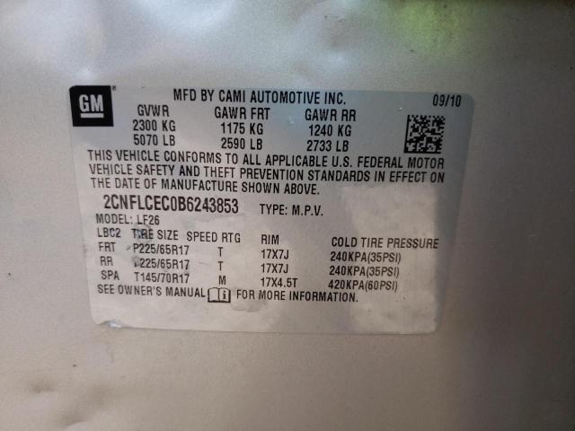 Photo 10 from auction – 2011 CHEVROLET EQUINOX LS with VIN 2CNFLCEC0B6243853