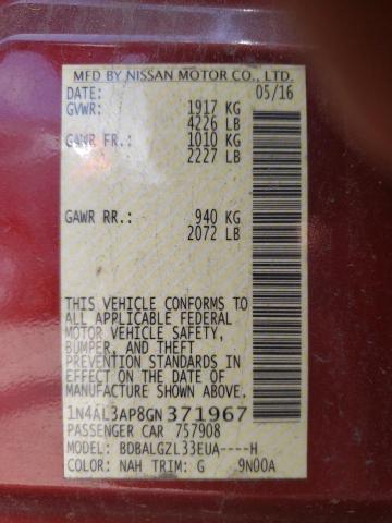 Photo 10 from auction – 2016 NISSAN ALTIMA 2.5 with VIN 1N4AL3AP8GN371967