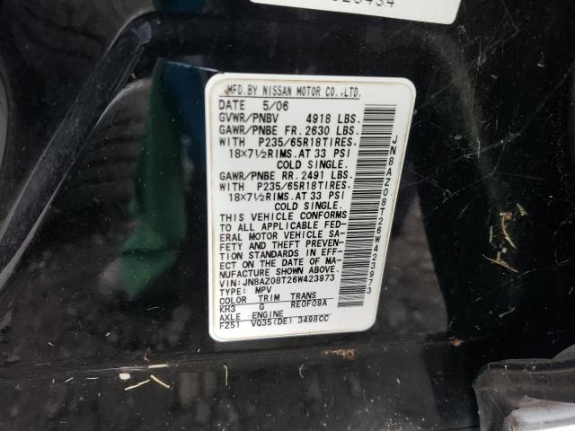 Photo 10 from auction – 2006 NISSAN MURANO SL with VIN JN8AZ08T26W423973