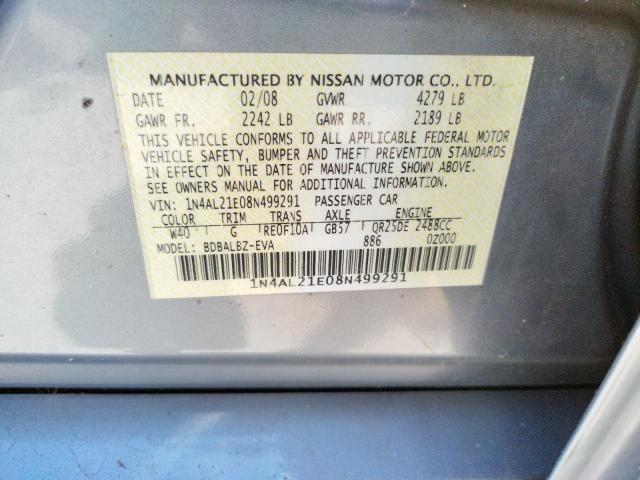 Photo 10 from auction – 2008 NISSAN ALTIMA 2.5 with VIN 1N4AL21E08N499291