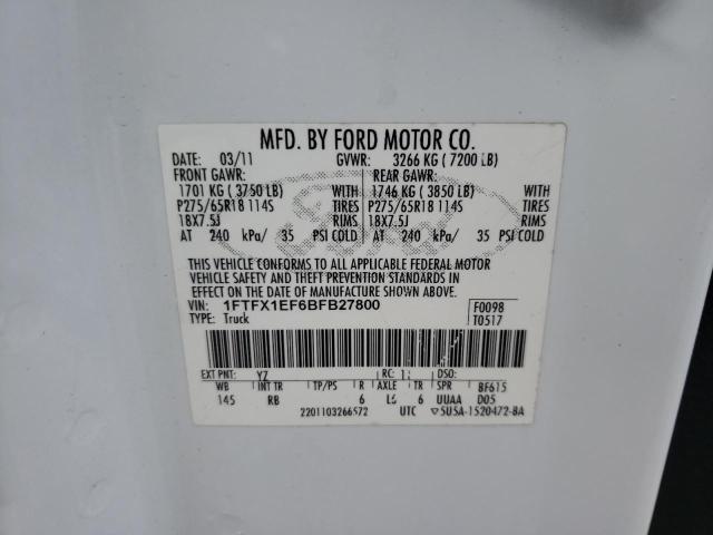 Photo 10 from auction – 2011 FORD F150 SUPER with VIN 1FTFX1EF6BFB27800