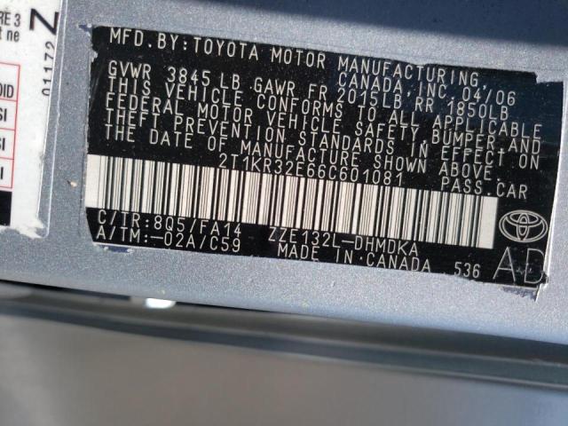 Photo 10 from auction – 2006 TOYOTA COROLLA MA with VIN 2T1KR32E66C601081