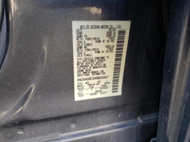 Photo 10 from auction – 2004 INFINITI QX56 with VIN 5N3AA08CX4N804947