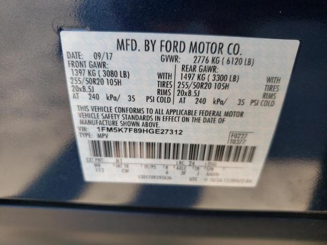 Photo 10 from auction – 2017 FORD EXPLORER L with VIN 1FM5K7F89HGE27312
