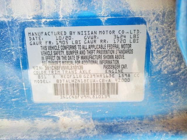 Photo 10 from auction – 2021 NISSAN VERSA SR with VIN 3N1CN8FV9ML810139