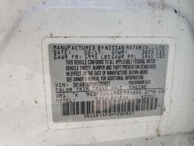 Photo 10 from auction – 2017 NISSAN SENTRA S with VIN 3N1AB7AP3HY280827