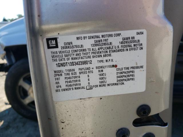Photo 10 from auction – 2004 CHEVROLET TRAILBLAZE with VIN 1GNDT13S342398012