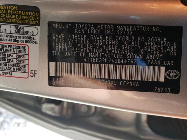 Photo 10 from auction – 2004 TOYOTA CAMRY LE with VIN 4T1BE32K74U844797