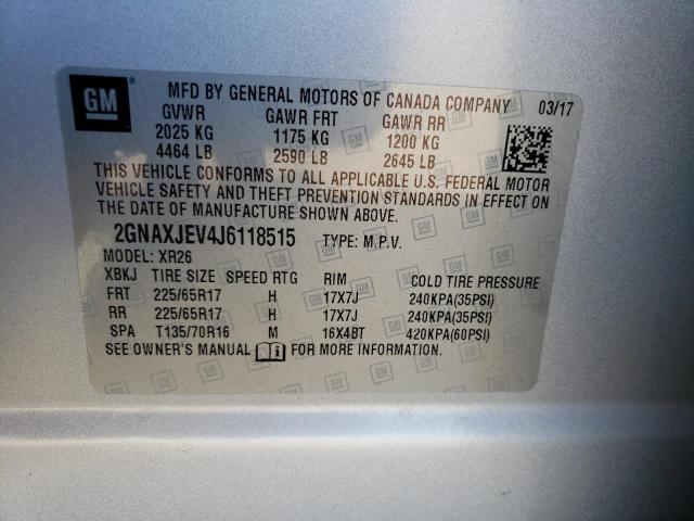 Photo 10 from auction – 2018 CHEVROLET EQUINOX LT with VIN 2GNAXJEV4J6118515