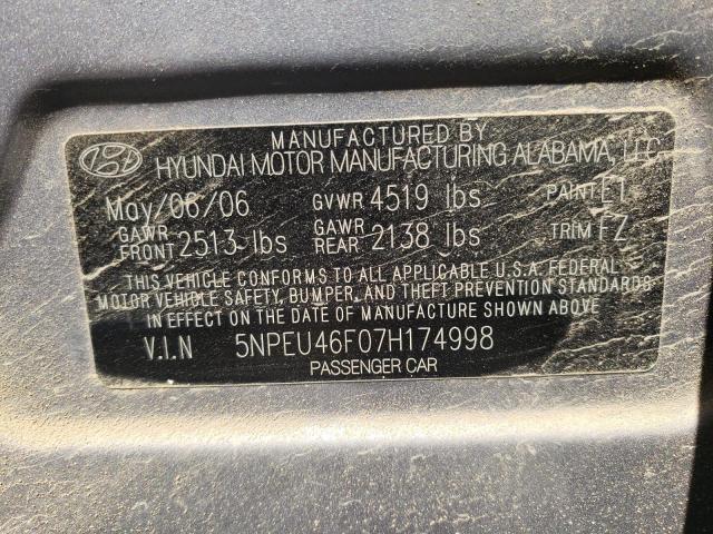 Photo 10 from auction – 2007 HYUNDAI SONATA SE with VIN 5NPEU46F07H174998