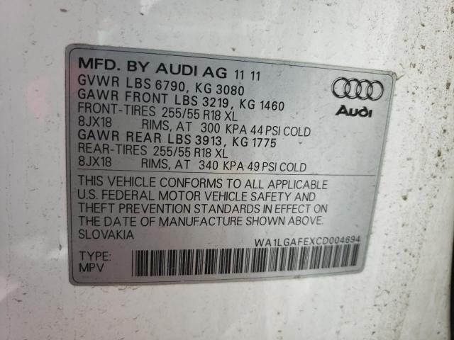 Photo 10 from auction – 2012 AUDI Q7 PREMIUM with VIN WA1LGAFEXCD004694