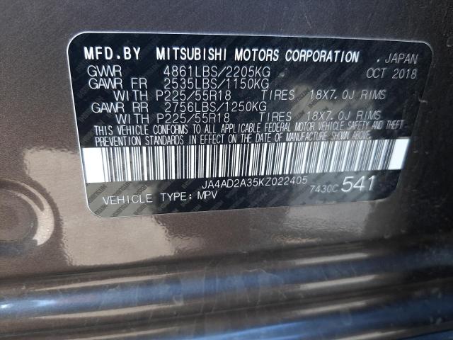 Photo 10 from auction – 2019 MITSUBISHI OUTLANDER with VIN JA4AD2A35KZ022405