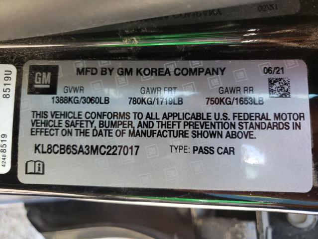 Photo 10 from auction – 2021 CHEVROLET SPARK LS with VIN KL8CB6SA3MC227017