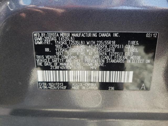 Photo 10 from auction – 2012 TOYOTA RAV4 SPORT with VIN 2T3RF4DVXCW190991