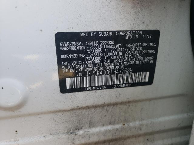 Photo 10 from auction – 2020 SUBARU FORESTER with VIN JF2SKADC6LH472689