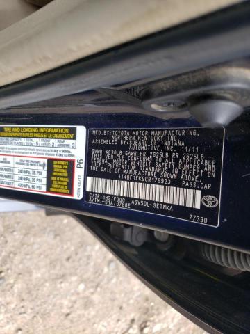 Photo 10 from auction – 2012 TOYOTA CAMRY BASE with VIN 4T4BF1FK9CR176923