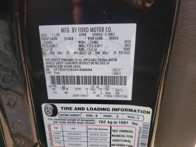 Photo 10 from auction – 2010 FORD F150 SUPER with VIN 1FTEW1C85AFA85654