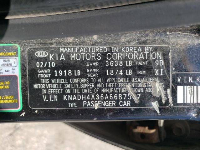 Photo 10 from auction – 2010 KIA RIO LX with VIN KNADH4A36A6687507