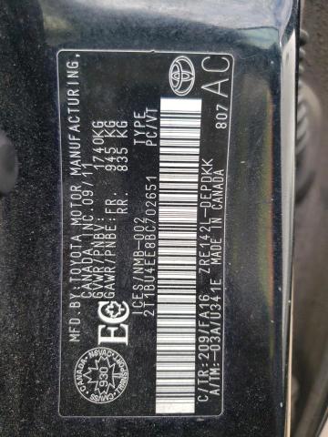 Photo 10 from auction – 2011 TOYOTA COROLLA BA with VIN 2T1BU4EE8BC702651