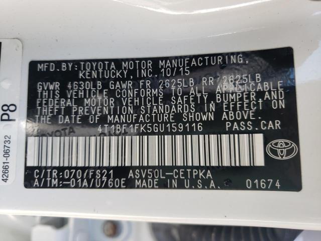 Photo 10 from auction – 2016 TOYOTA CAMRY LE with VIN 4T1BF1FK5GU159116