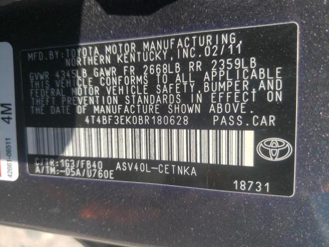 Photo 10 from auction – 2011 TOYOTA CAMRY BASE with VIN 4T4BF3EK0BR180628