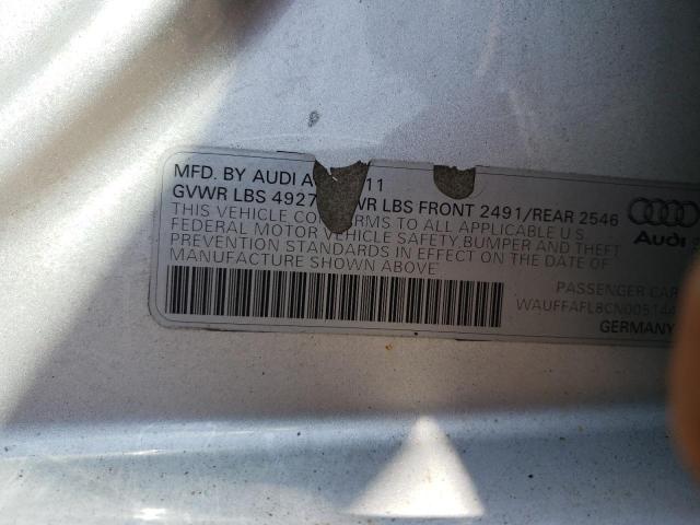 Photo 10 from auction – 2012 AUDI A4 PREMIUM with VIN WAUFFAFL8CN005144