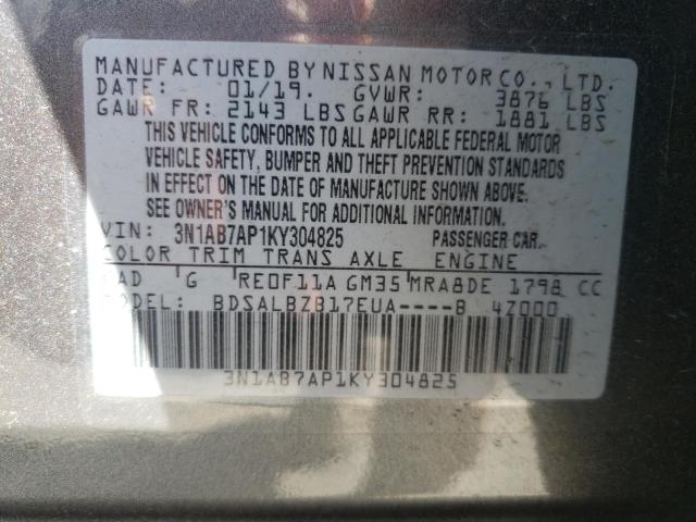 Photo 10 from auction – 2019 NISSAN SENTRA S with VIN 3N1AB7AP1KY304825