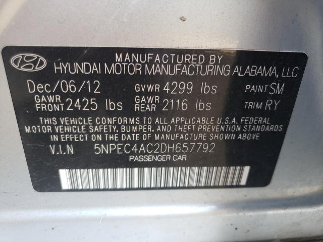 Photo 10 from auction – 2013 HYUNDAI SONATA SE with VIN 5NPEC4AC2DH657792
