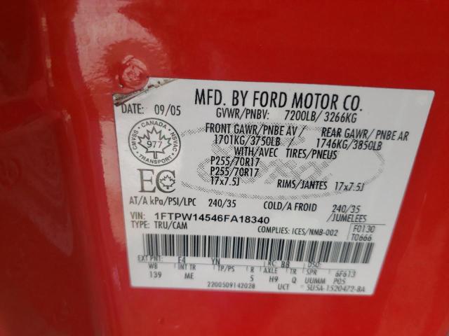 Photo 10 from auction – 2006 FORD F150 SUPER with VIN 1FTPW14546FA18340