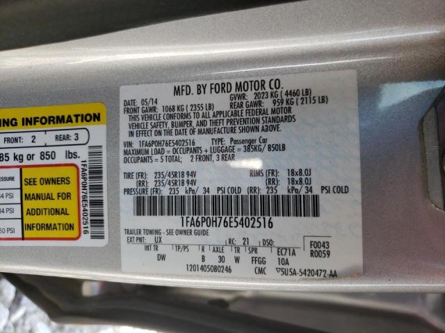 Photo 10 from auction – 2014 FORD FUSION SE with VIN 1FA6P0H76E5402516