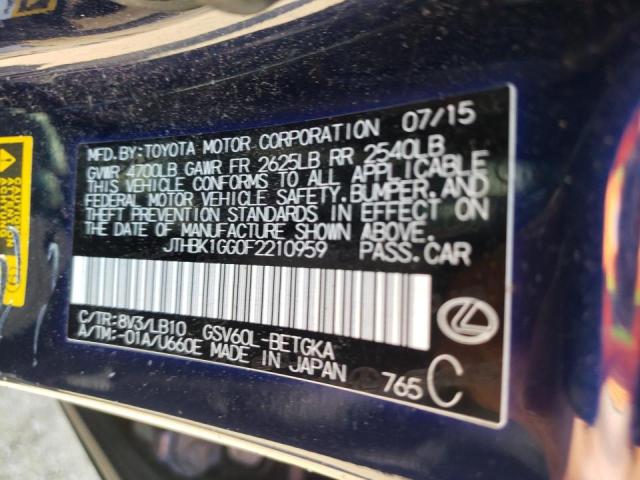 Photo 10 from auction – 2015 LEXUS ES 350 with VIN JTHBK1GG0F2210959