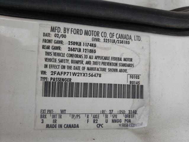 Photo 10 from auction – 2000 FORD CROWN VICT with VIN 2FAFP71W2YX156478