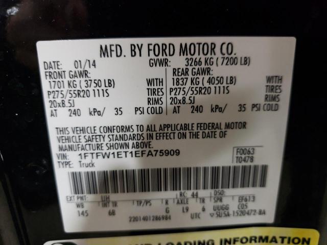 Photo 10 from auction – 2014 FORD F150 SUPER with VIN 1FTFW1ET1EFA75909