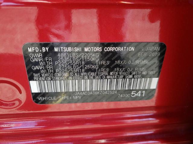 Photo 10 from auction – 2019 MITSUBISHI OUTLANDER with VIN JA4AD3A36KZ042524